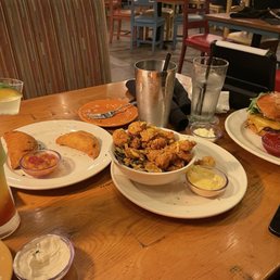 Beef Empanadas, Firecracker Shrimp, Grilled Cheeseburger and Bahamarita Beef Empanadas, Firecracker Shrimp, Grilled Cheeseburger and Bahamarita