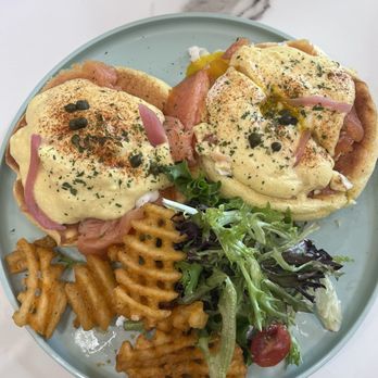 Fluffy Fluffy - smoked salmon eggs benedict - Desserts Near Me - Tustin, California Fluffy Fluffy - smoked salmon eggs benedict - Desserts Near Me - Tustin, California