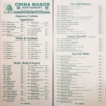 China Manor Restaurant - Sushi Menu - Chinese Near Me - Hampstead, Maryland China Manor Restaurant - Sushi Menu - Chinese Near Me - Hampstead, Maryland