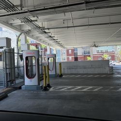 Tesla Supercharger - Tesla Superchargers inside garage.