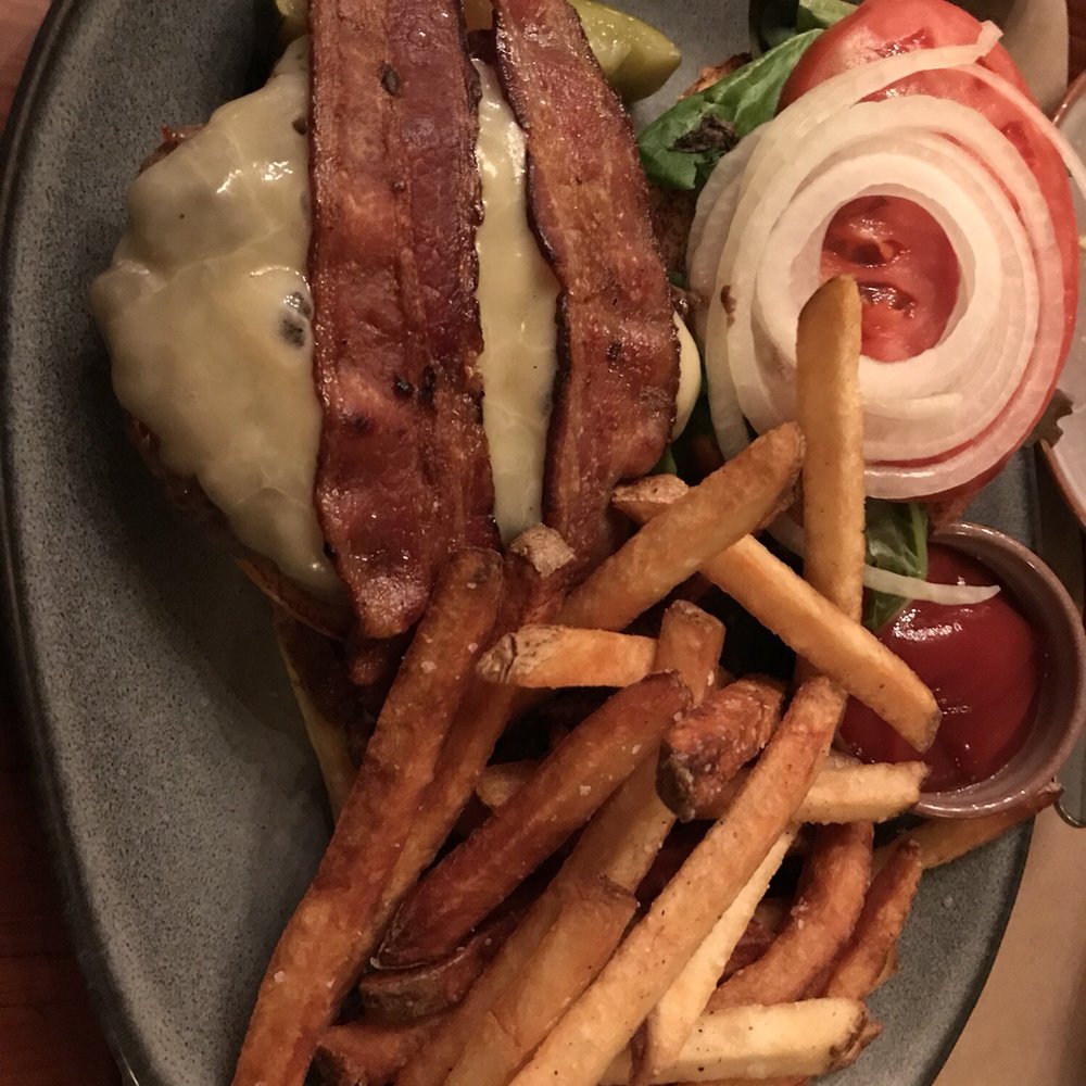 The I just hiked a mountain burger with perfect fries