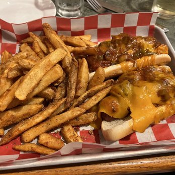 Black Rock Tavern & Restaurant - Twin chili dogs w/fries. - New American Near Me - Thomaston, Connecticut