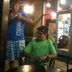 Cold Stone Creamery - Hunter sitting at Cold Stone
