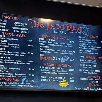 The Taco Man - Menu - Mexican Near Me - Fontana, California