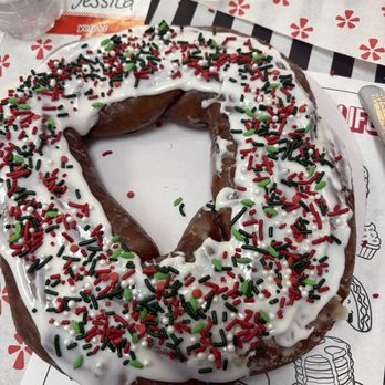 Thee Heavenly Donut - Christmas themed king cake - Donuts Near Me - Baton Rouge, Louisiana Thee Heavenly Donut - Christmas themed king cake - Donuts Near Me - Baton Rouge, Louisiana