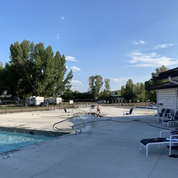 Echo Island RV Resort - Pool area - background pool not open - RV Parks Near Me - Coalville, Utah