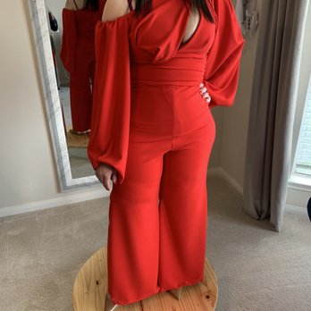 KYRA UNFLTD - Custom Red Cutout Jumpsuit Special Occasion - Bridal Near Me KYRA UNFLTD - Custom Red Cutout Jumpsuit Special Occasion - Bridal Near Me