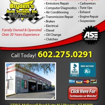 Bryden's Auto Service - Ad Provided By: YellowPageCity.com - Auto Repair Near Me - Phoenix, Arizona Bryden's Auto Service - Ad Provided By: YellowPageCity.com - Auto Repair Near Me - Phoenix, Arizona
