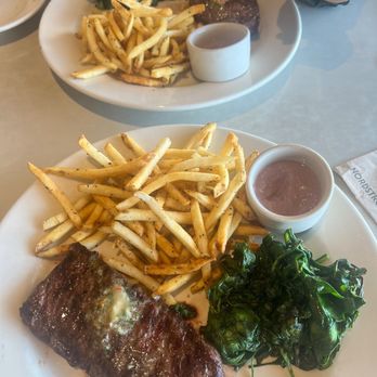 Bazille at Nordstrom - Chefs featured steak with fries, Aioli dip and spinach can't get enough of it - New American Near Me - Torrance, California Bazille at Nordstrom - Chefs featured steak with fries, Aioli dip and spinach can't get enough of it - New American Near Me - Torrance, California