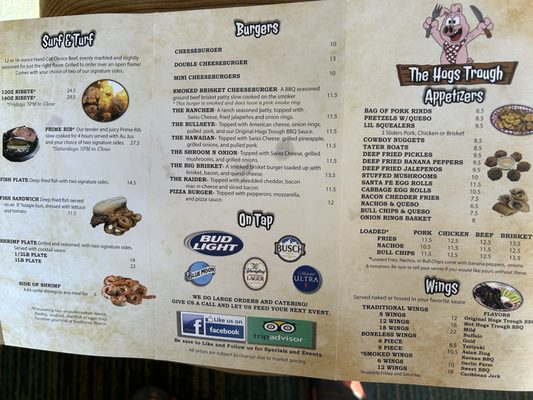 Menu photo 2 The Hogs Trough Grayson, KY