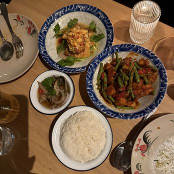 Kalaya - Yum kai dao (fried egg) and prik king jae (crispy tofu red curry) - Thai Near Me - Philadelphia, Pennsylvania Kalaya - Yum kai dao (fried egg) and prik king jae (crispy tofu red curry) - Thai Near Me - Philadelphia, Pennsylvania