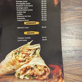 Lava Shawarma - a menu for a restaurant - Middle Eastern Near Me - New York, New York