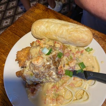 Chimes Restaurant - Crawfish with noodles and fried chicken. - Southern Near Me - Baton Rouge, Louisiana