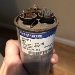 The "new" capacitor Bob "gave" me in place of the factory-issued one he stole. The "new" capacitor Bob "gave" me in place of the factory-issued one he stole.