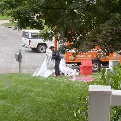 Eanes Heating & Air Conditioning - Eanes crew using my yard while they service my neighbor's HVAC