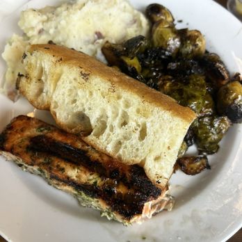 Crafted Greens - Salmon plate with mashed potatoes and brussel sprouts - American Near Me - El Cajon, California Crafted Greens - Salmon plate with mashed potatoes and brussel sprouts - American Near Me - El Cajon, California
