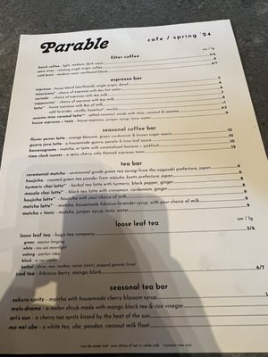 Menu photo 8 Parable Cafe Columbus, OH