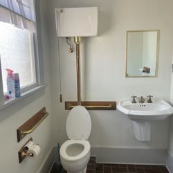 Ennis Railroad & Cultural Museum - Train station themed bathroom