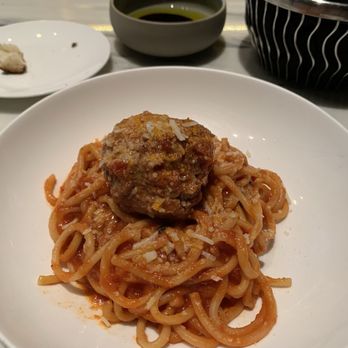 Osteria Fiorella - Buscatini Pomodoro with meatball - Italian Near Me - Las Vegas, Nevada Osteria Fiorella - Buscatini Pomodoro with meatball - Italian Near Me - Las Vegas, Nevada