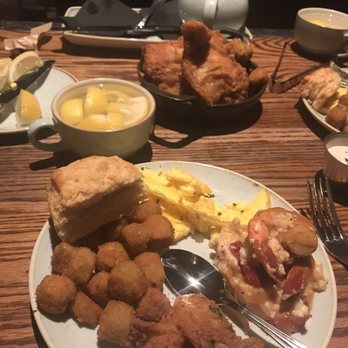 Yardbird - Half chicken,eggs, bacon, fried okra, shrimp and grits - Southern Near Me - Las Vegas, Nevada