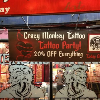 Crazy Monkey Tattoo - Crazy Monkey has an amazing atmosphere. Once in a while they have tattoo parties with free food, drinks, gifts and 20% off - Tattoo Near Me - Brooklyn, New York