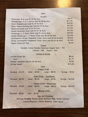 Menu photo 1 Heck's Bar Kinde, MI