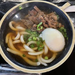 Beef udon with egg Beef udon with egg