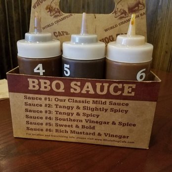 Whole Hog Cafe - All the sauces were good, but my favorites were 3 and 6. - Barbeque Near Me - Cherry Hill, New Jersey Whole Hog Cafe - All the sauces were good, but my favorites were 3 and 6. - Barbeque Near Me - Cherry Hill, New Jersey