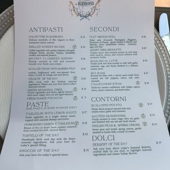 Da Barbara - Menu 5/8/25 - Italian Near Me - Los Angeles, California