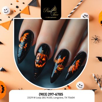 Pine Tree Nails - Which spooky style is calling your name? Comment below and book your spot! - Nail Salons Near Me - Longview, Texas