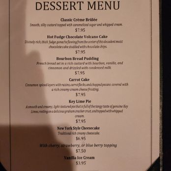 The Peddler Steak House - Dessert menu - Steakhouses Near Me - Raleigh, North Carolina