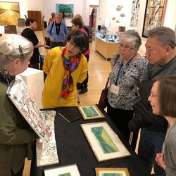 FRANK Gallery - Artist Nerys Levy giving a demo during a class on the inspiration and techniques behind her artwork.