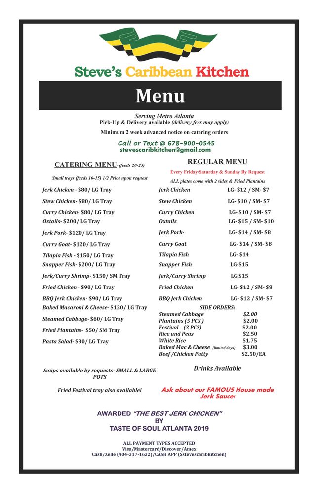 STEVE’S CARIBBEAN KITCHEN Douglasville, Caribbean