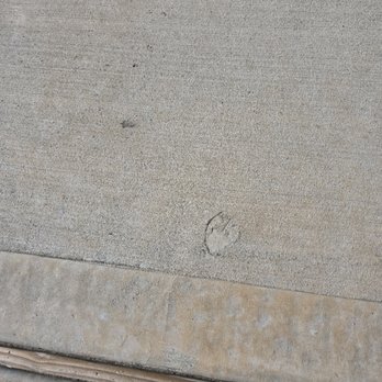MD Construction - One of the many leaf imprints on the driveway left because crew was too lazy to remove the leaves before brushing the cement with a broom. - Masonry/Concrete Near Me MD Construction - One of the many leaf imprints on the driveway left because crew was too lazy to remove the leaves before brushing the cement with a broom. - Masonry/Concrete Near Me