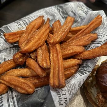 Becker's Bar & Grill - Sweet Potato Fries are seasoned with cinnamon sugar - Bars Near Me - New Hudson, Michigan Becker's Bar & Grill - Sweet Potato Fries are seasoned with cinnamon sugar - Bars Near Me - New Hudson, Michigan
