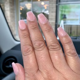 Dipped pink powder with clear gel coat on top. Love my nails!