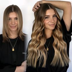 Bombshell Hair & Extensions - Extensions before and After