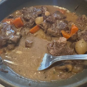 Vicky on Rodeo - beef bourguinon. halfway thru and yes I ate it all. get some bread for the sauce. - French Near Me - Beverly Hills, California Vicky on Rodeo - beef bourguinon. halfway thru and yes I ate it all. get some bread for the sauce. - French Near Me - Beverly Hills, California