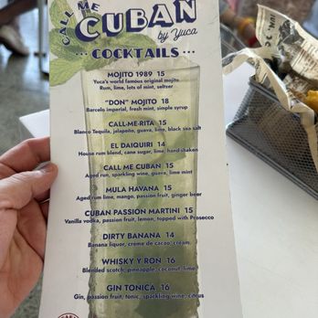 Call Me Cuban - Drink menu (March 2024) - Cuban Near Me - Miami Beach, Florida