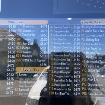Hi Bubble Tea - 6/20 Menu (Milk/Fruit/Fresh Tea) - Bubble Tea Near Me - Lakewood, Washington