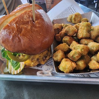 The Buena Viking - Viking Burger with fried okra - Comfort Food Near Me - Buena Vista, Colorado