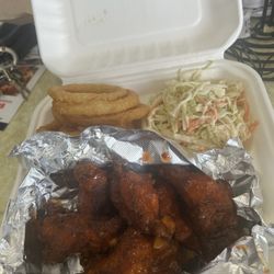 Lobos House Of Pizza - Buffalo wing with o rings and slaw