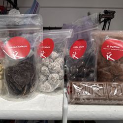 diane krön chocolatier - Truffles, vodka balls, snowballs, pecan krisps, k bears white chocolate and of course the classic milk chocolate k bar.