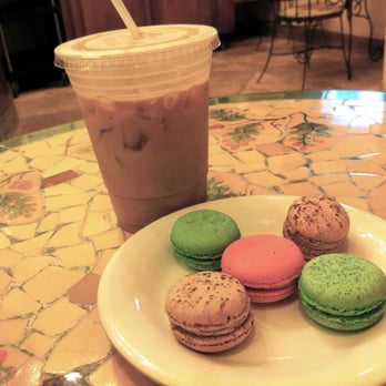 Cocola Bakery - Iced mocha bianca with coffee, pistachio, and raspberry macarons. - Bakeries Near Me - San Jose, California Cocola Bakery - Iced mocha bianca with coffee, pistachio, and raspberry macarons. - Bakeries Near Me - San Jose, California