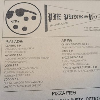 Pie Punks - Salads & Apps Menu - Pizza Near Me - San Francisco, California Pie Punks - Salads & Apps Menu - Pizza Near Me - San Francisco, California