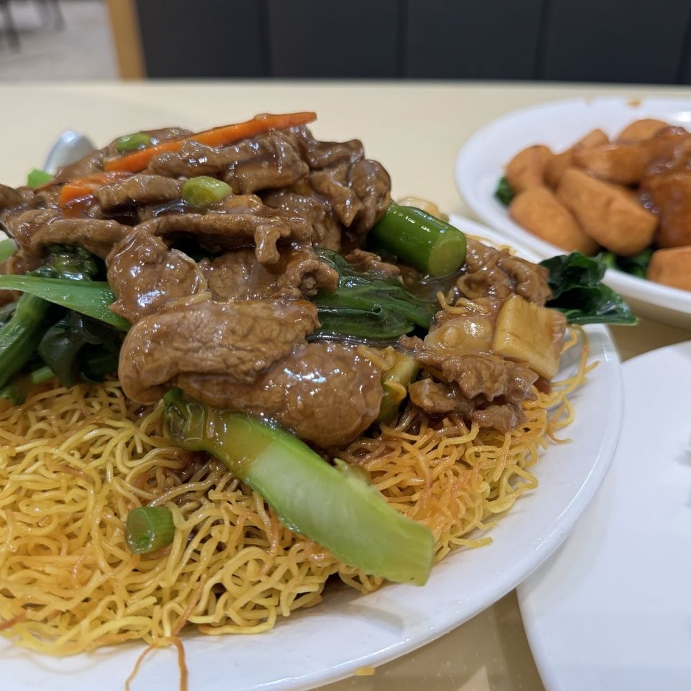 MingHin Cuisine - Beef Pan Fried Noodles with Chinese Broccoli - Dim Sum Near Me - Rolling Meadows, Illinois MingHin Cuisine - Beef Pan Fried Noodles with Chinese Broccoli - Dim Sum Near Me - Rolling Meadows, Illinois