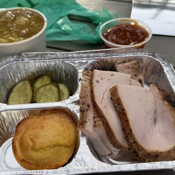 Wild Fig BBQ - Green Chili, Orange Chipotle Sauce, house-Housemade Pickles, made-from-scratch Cornbread, smoked Turkey Breast. - Barbeque Near Me - Las Vegas, Nevada Wild Fig BBQ - Green Chili, Orange Chipotle Sauce, house-Housemade Pickles, made-from-scratch Cornbread, smoked Turkey Breast. - Barbeque Near Me - Las Vegas, Nevada
