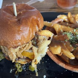 The Hayburner Burger with Poutine Fries
