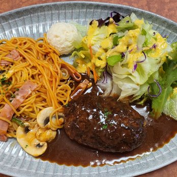 Akane Chaya - Hamburger steak & Italian spaghetti combo. - Japanese Near Me - Gardena, California