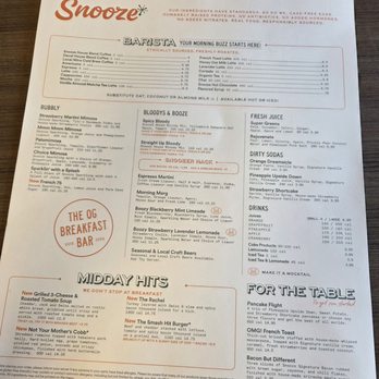 Snooze, an A.M. Eatery - Menu side 2 - Breakfast & Brunch Near Me - Scottsdale, Arizona